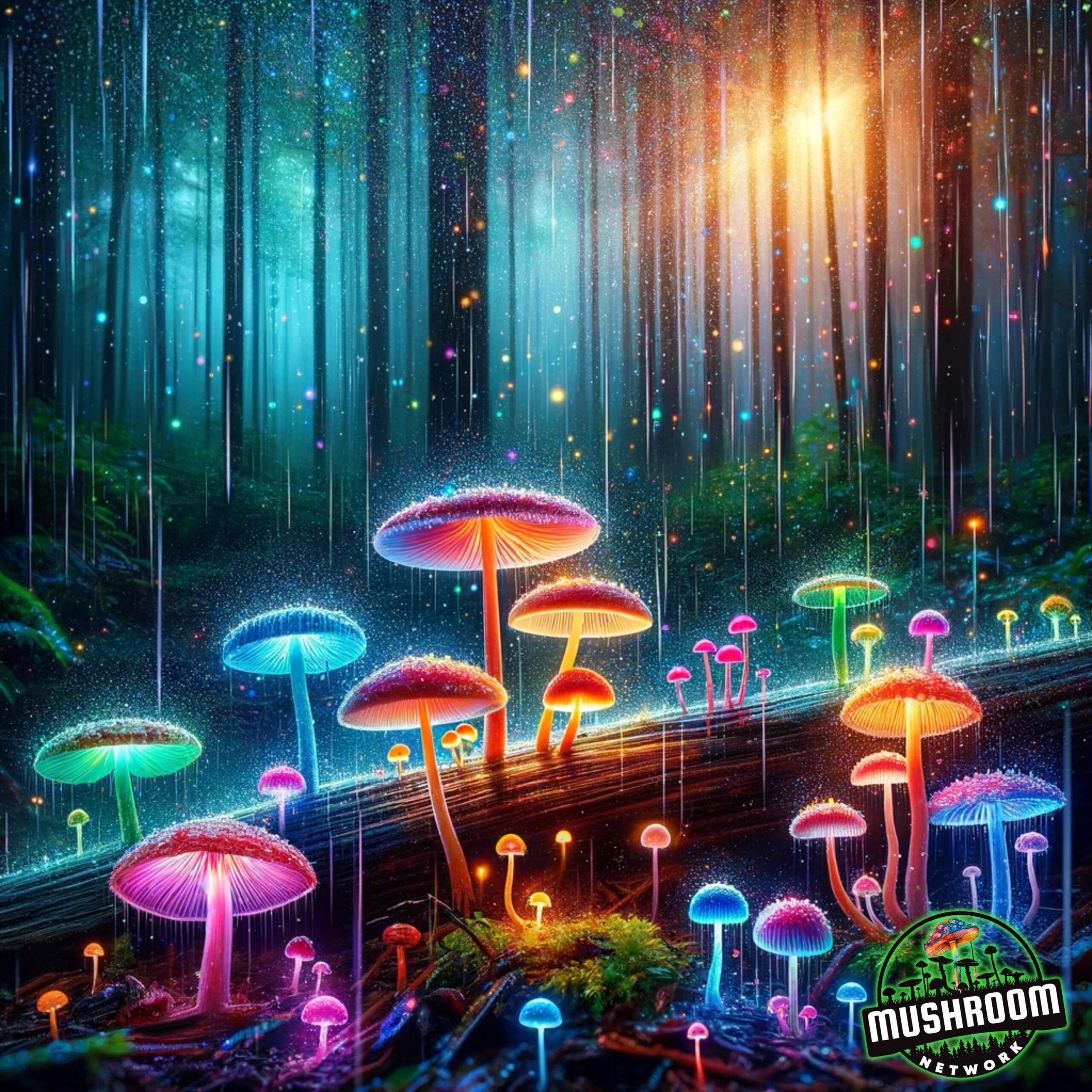 Rain's Rhythmic Dance on Fungi Cover Art
